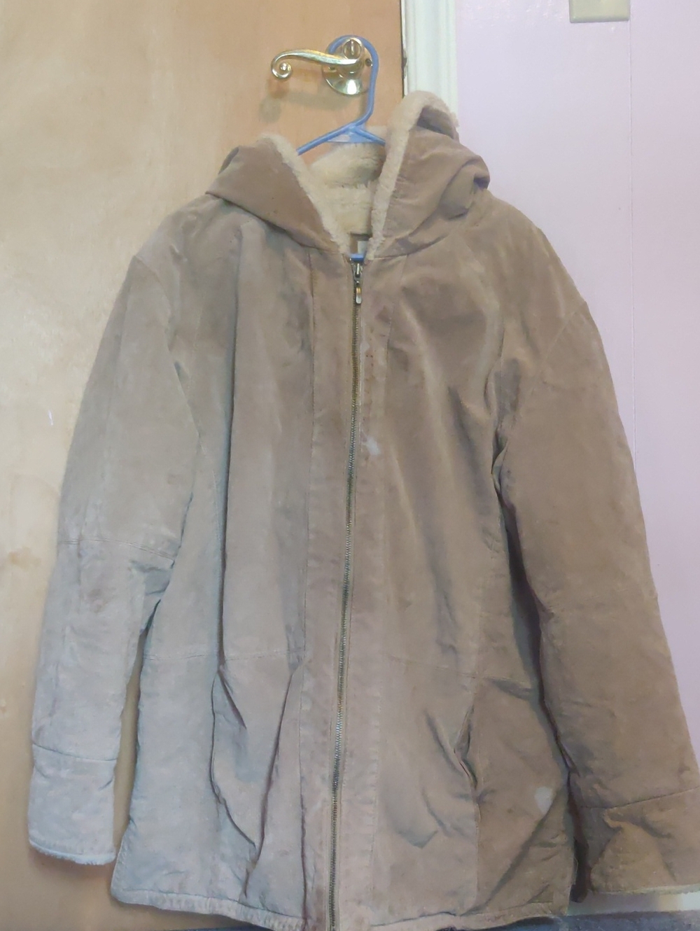 St. John's Bay Cream Faux Suede Sherpa Jacket